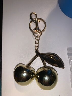 Gold Cherry bag/purse charm Keychain